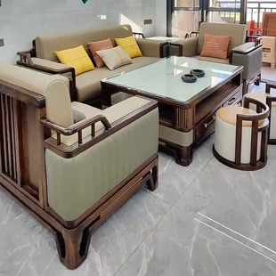 新中式乌金木沙发组合别墅，酒店大小户型，古典禅意实木沙发组合家具