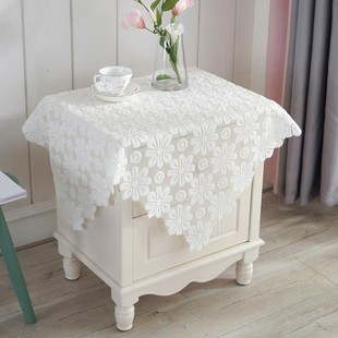 蕾丝桌布正方形桌子保险柜装饰纱网白色，盖巾防尘布圆桌(布圆桌)冰箱欧式