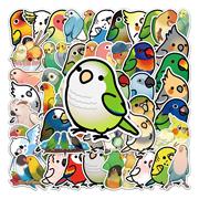 50张鹦鹉涂鸦跨境卡通可爱动物儿童奖励DIY滑板行李箱贴纸防水