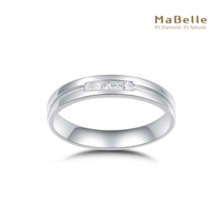 mabelle玛贝尔18k白金，公主方拼镶结婚钻石，对戒男女款可选