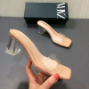 ZARA DTM女鞋2020罗马风塑料鞋后跟穆勒鞋粗跟高跟凉鞋女2304