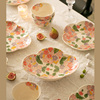 纯手绘花朵釉下彩陶瓷中餐具菜深汤盘饭碗鱼盘家用高颜值复古日式