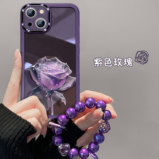 紫色玫瑰花适用OPPOReno10手机壳reno9/8pro7se自带镜头膜6pro+女5k保护套findx6个性a1pro创意a58x/a93s