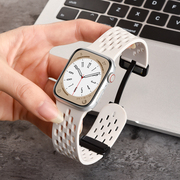 适用苹果s9手表表带iwatch876543代磁吸se硅胶，applewatchs6手表带s8运动s7智能男女款ultra高级腕带