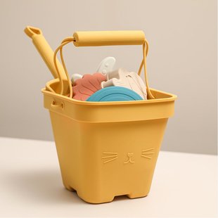 硅胶儿童沙滩桶套装加厚室内玩具铲子宝宝，海边玩沙挖沙工具可折叠