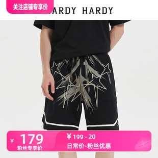 HARDY HARDY2023款潮流纯棉烫钻五角星休闲五分裤男女运动短裤子