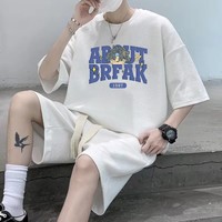 韩版男生穿搭一整套夏装青少年，t恤短袖短裤搭配帅气运动套装