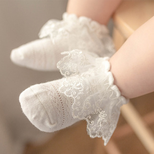 韩版夏季网眼儿童花边，袜公主袜，女童纯棉蕾丝宝宝透气袜子