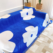 ins克莱因蓝沙发毯盖布北欧高级感双人沙发巾防猫抓沙发套保护罩