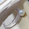 DIY珍珠配件 S925纯银手镯空托时尚气质手圈半成品手工空托女银托