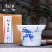 景德镇手绘青花瓷茶漏斗茶，隔茶滤陶瓷功夫茶具，配件泡茶过滤分离器