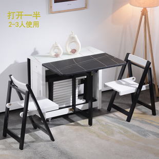 定制全实木折叠餐桌，小户型家用家具，餐桌椅组合钢化玻璃折叠桌长方