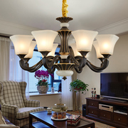 美式全铜吊灯简约现代欧式玉石大气客厅卧室餐厅黑色复古灯具