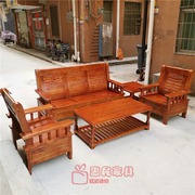 深圳 耐用 海棠色 仿 红木 实木 组合沙发 五件套木沙发