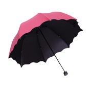 晴雨两用遇水开花防晒遮阳伞男女，黑胶防紫外线，太阳伞三折叠伞