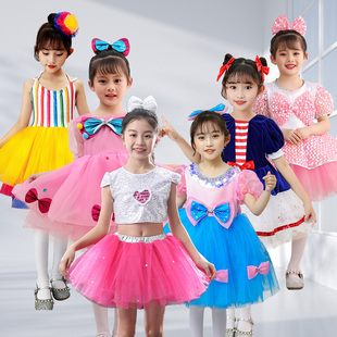 儿童蓬蓬裙演出服纱裙舞蹈公主裙短袖幼儿园表演服装女童礼服夏季