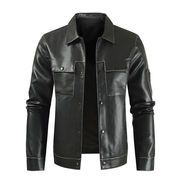 Trade jacket large size leather jacket韩版皮夹克大码皮衣外套