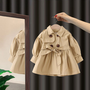 女童秋装风衣外套2024儿童装，0-3岁4小女孩，女宝宝婴儿春秋上衣