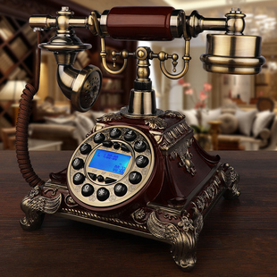 欧式仿古电话机老式复古家用座机，时尚创意转盘，无线插卡电话
