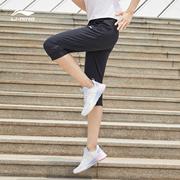 李宁短裤女子夏季训练系列收口反光七分跑步运动裤子AKQR064