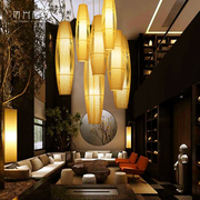竹光私语灯饰日式和风原木吊灯餐厅灯笼组合灯具新中式竹丝竹灯