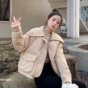 菱格棉衣女2023冬季韩系宽松小个子外套短款小香风羽绒棉服厚