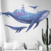 墙贴地中海风格鲸鱼贴纸画客厅，卧室玄关电视，沙发背景墙纸装饰贴