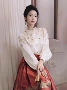 新中式国风改良汉服日常红色马面裙女套装敬酒服新娘高级感秋冬