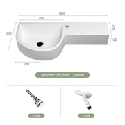 日式小户型卫生间洗手盆迷你人造石洗脸盆挂墙式小尺寸台面一体盆