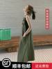 军绿色盐系工装背带裙，夏季女2023韩版宽松减龄休闲连衣裙子