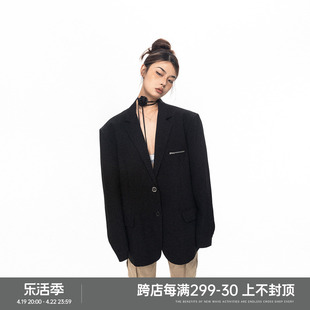 BLACKBB/原创高级感拉链口袋设计感西装黑色百搭街头辣妹西服外套