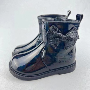 斯乃纳童鞋2022年冬款女童牛皮绒里保暖防滑休闲皮靴