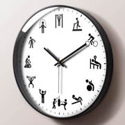 健身房体育馆创意挂钟客厅大气墙钟挂表大号运动时钟个性艺术钟表