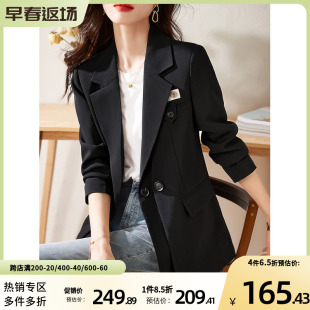沫晗依美2023年春季双门襟，设计感西装，外套女韩版时尚通勤纯色百搭