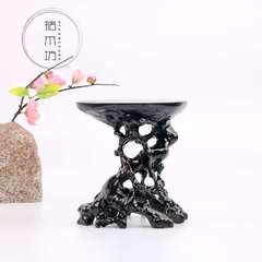 红木工艺品黑檀镂空根雕底座茶壶底座小摆件黑梓木奇石玉器木托