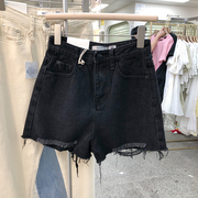 韩版东大门女装牛仔热裤2024夏季时尚，百搭净色洗水气质减龄短裤女