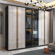 轻奢玻璃门衣柜家用卧室现代简约木质，六八平开门衣帽间，大衣橱整体