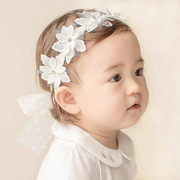 F233韩国进口3-12个月女宝宝蕾丝发带公主头花婴幼儿百天周岁配饰