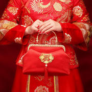 婚礼新娘手提包结婚用品大全红色，包包礼金包新娘(包新娘)陪嫁刺绣化妆包