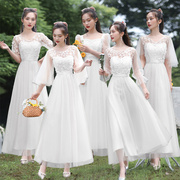 白色伴娘礼服高级感伴娘服2023夏季平时可穿姐妹团新中式长裙