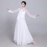 古典舞蹈演出服白色仙气纱衣神话仙大摆裙舞蹈，练功服装修身飘逸女