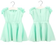 夏夏季(夏夏季)女宝宝，糖果色纯色蓬蓬，肩连衣裙嫩绿色礼服裙