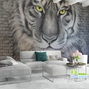 大型3d欧式立体纹身店壁画，客厅沙发背景墙纸，虎头壁纸纹绣墙布8d