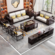 新中式沙发e全实木布艺沙发，组合转角贵妃客厅，家具现代中式实木沙