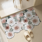 浴室吸水地垫防滑卫生间门口脚垫清新花朵，小地毯卫浴淋浴房门垫