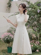 新中式女装改良旗袍夏季订婚礼服，平时可穿伴娘服国风小个子连衣裙