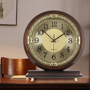 木质座钟大号欧式家用客厅时尚台式桌面钟表台钟复古中式坐钟