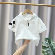 男童白色短袖t恤儿童polo衫，纯棉卡通夏季上衣，男宝宝帅气半袖3