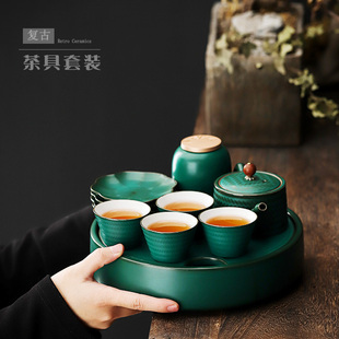 陶瓷茶盘茶具套装家用储水式干泡茶台茶壶茶杯功夫茶具整套简易
