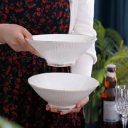 金边骨瓷大汤碗陶瓷碗沙拉碗米饭碗盛菜碗汤碗面碗粉碗可微波餐具